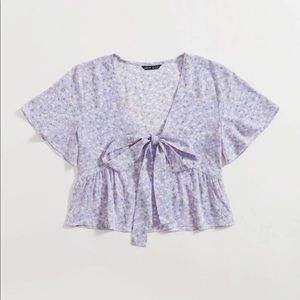 Floral Knot Front Blouse